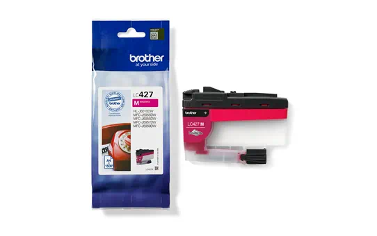 Brother LC-427M. Type kleureninkt: Inkt op pigmentbasis, Inkjet Cartridge Type: Normaal rendement, Type aanbod: Enkele verpakking, Paginaopbrengst gekleurde inkt: 1500 pagina's, Aa