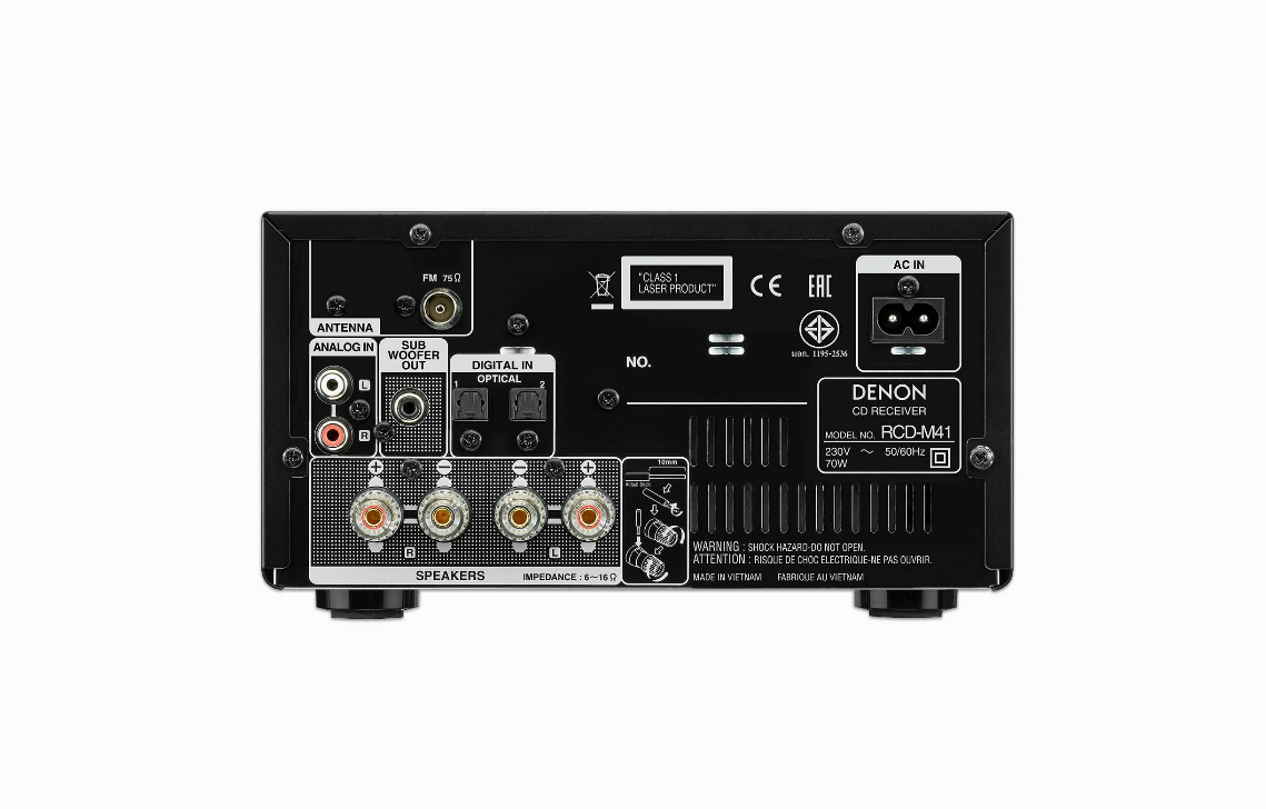Denon RCD-M41, Home audio-minisysteem, Zilver, 60 W, 2-weg, 12 cm, 2,5 cm