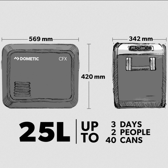 Dometic CFX3 25 Compressor koelbox - 25L - 12/24/230v - Energieklasse C - zwart/grijs