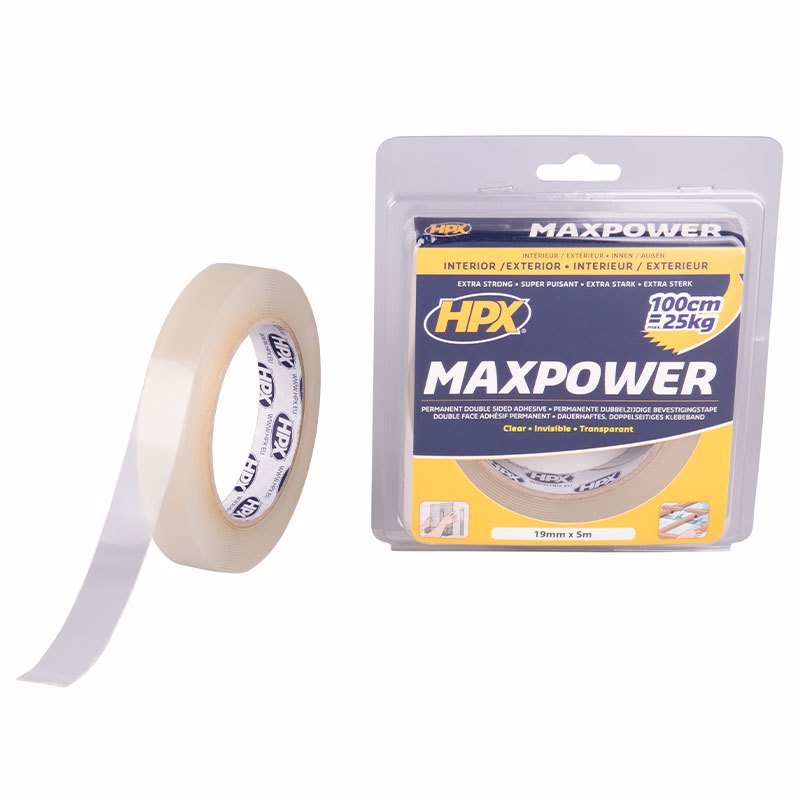 Max Power Transparent bevestigingstape - 19mm x 5m