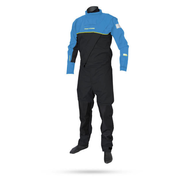 Magic Marine Regatta Br.Drysuit Jr. met sokken (front zip), blauw met zwart / 152