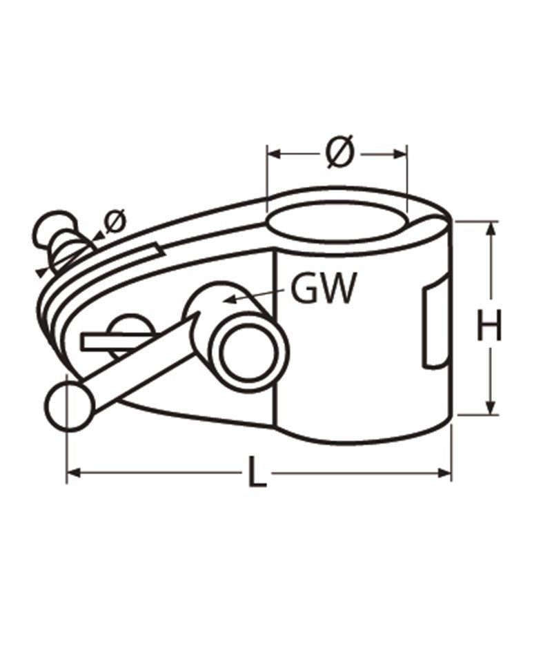 Marinetech 814048422 Buiskap Scharnier Middenstuk met Knevel 22mm