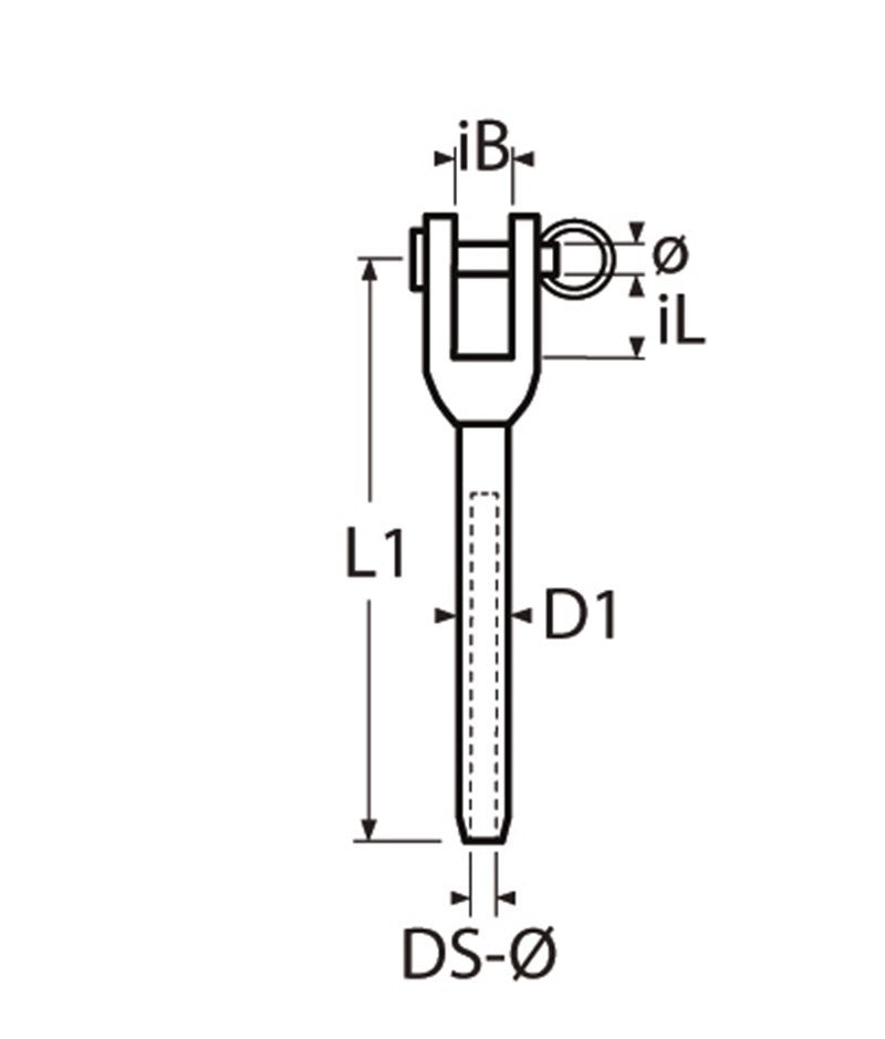 Marinetech 814067408 Gaffelterminal Gedraaid 8mm x 155mm