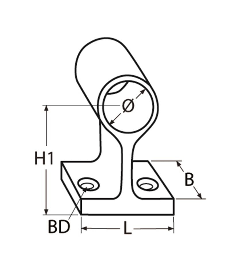 Marinetech 8207422 38 Handrailing Middenstuk 60° 22x38 mm