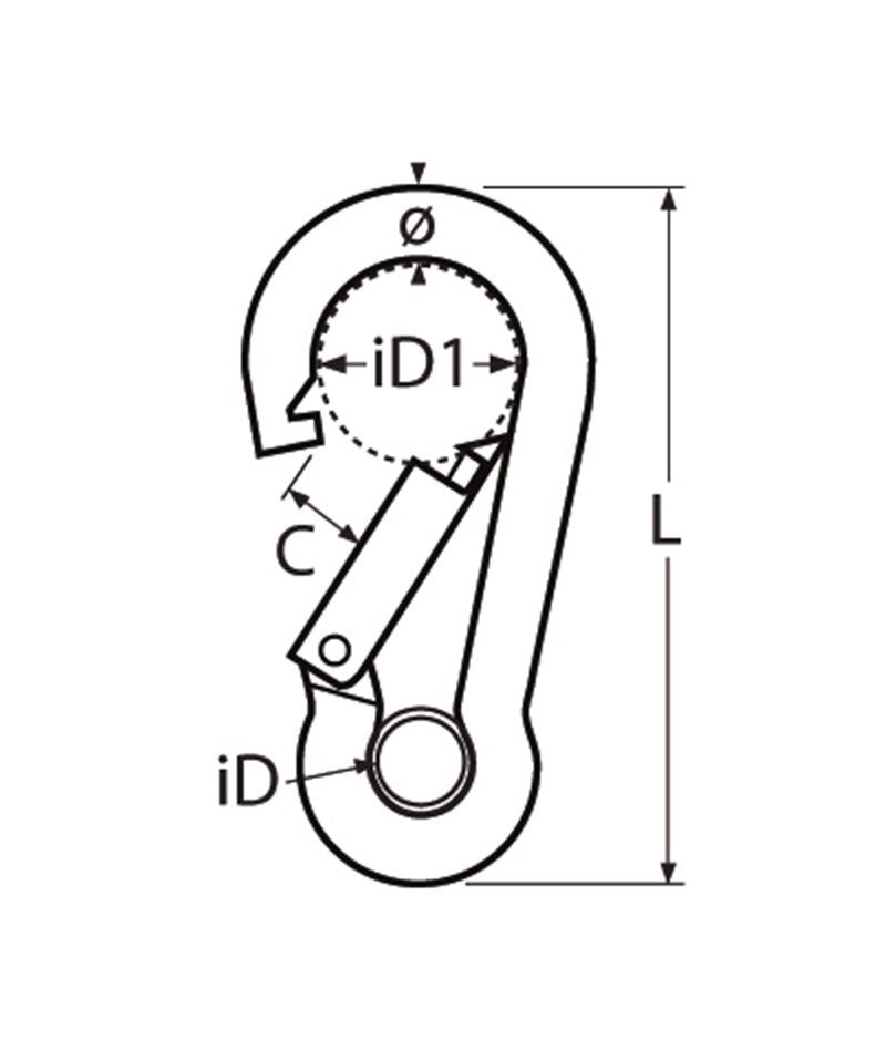 Marinetech 8250405 50 Karabijnhaak met Kous 5x50 mm BL: 400kg