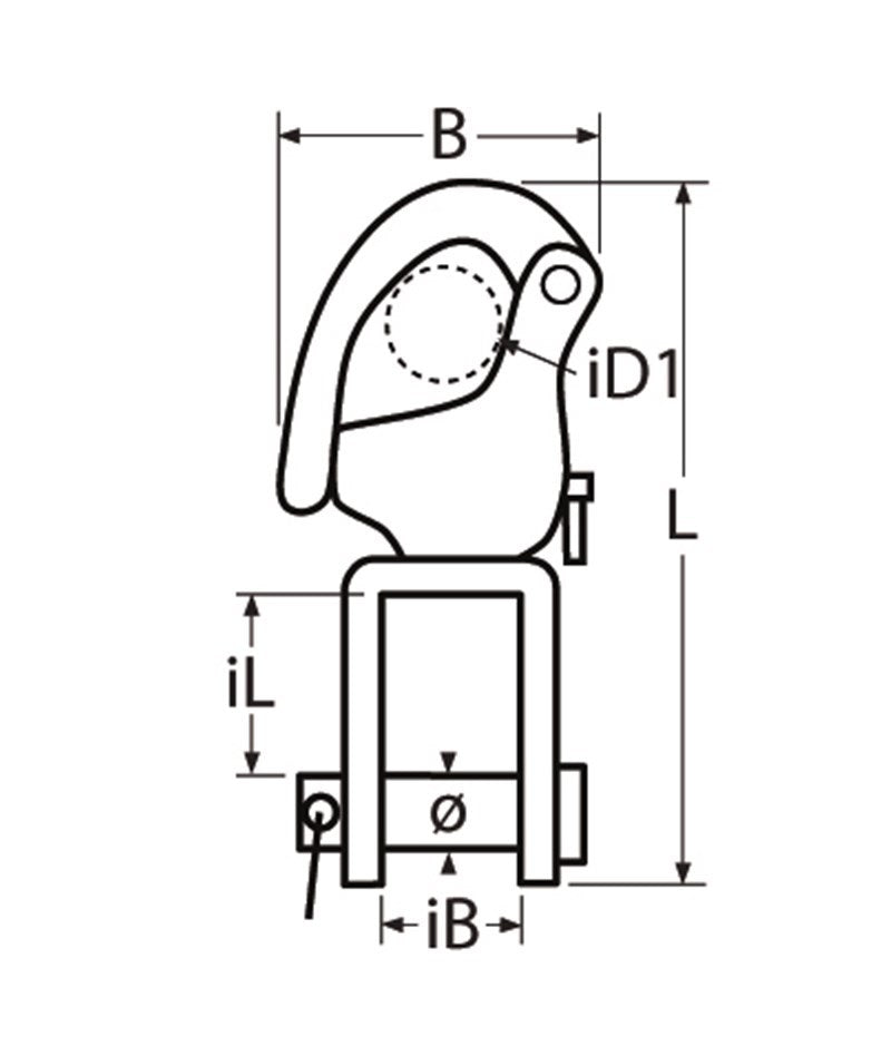 Snapsluiting met wartelgaffel 128 mm RVS-316