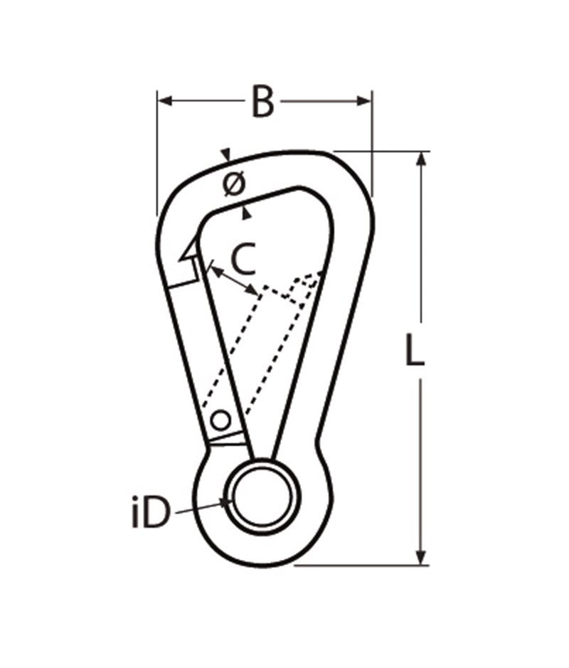 Marinetech 8322410 100 Karabijnhaak Asym. met Kous 10x100 mm BL: 1350kg