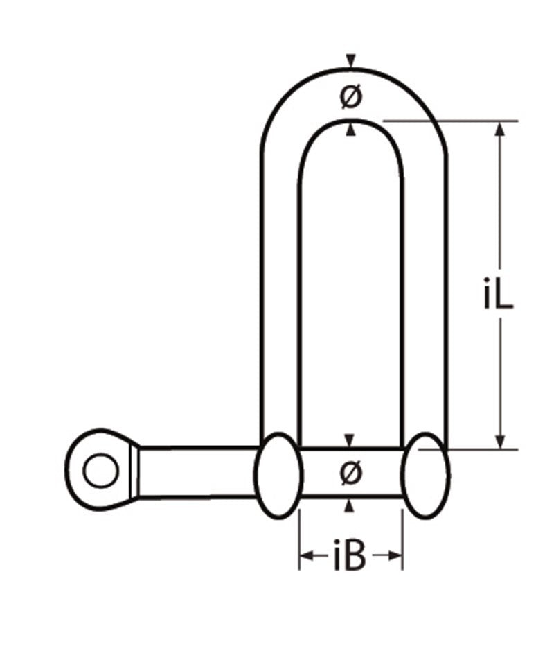 Marinetech 8331406 D-Sluiting Lang Borgbout 6mm BL:1.600kg