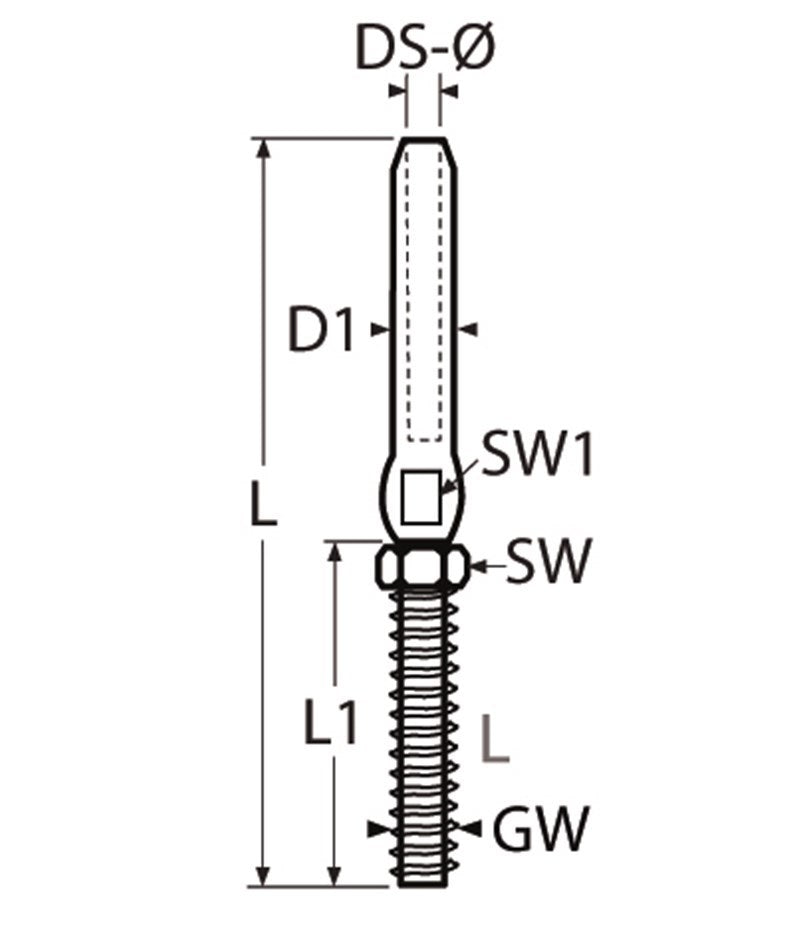 Draadterminal linkse draad, M6/3mm