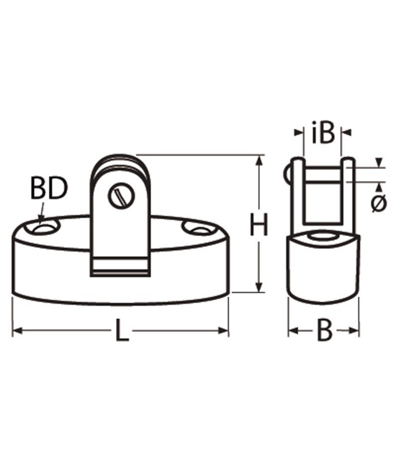 Marinetech 8611425 70 Buiskap Universeel Dekscharnier 25x70 mm