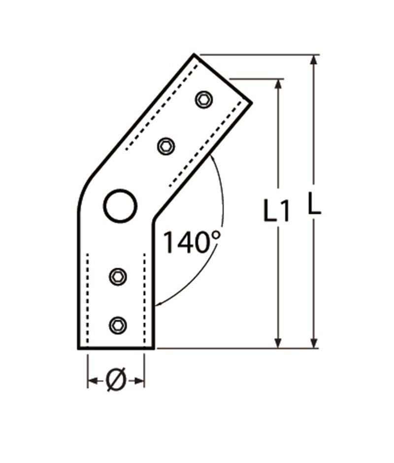 Marinetech Hoekconnector 140° voor railing 25mm