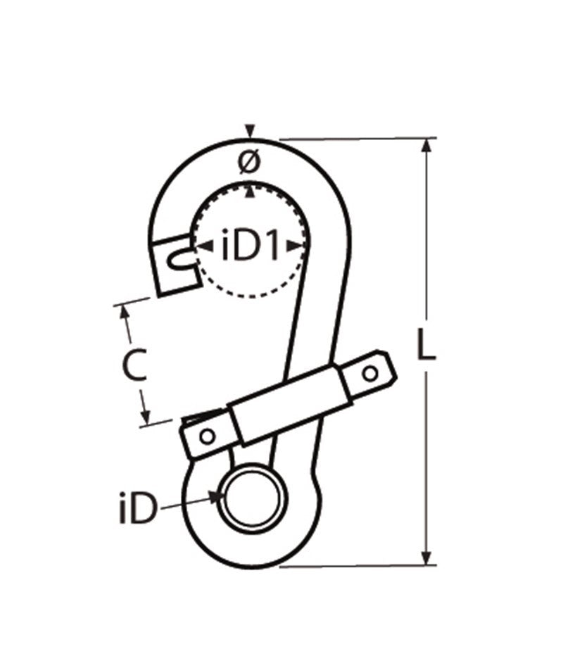 Marinetech Karabijnhaak met Kous en Speciaalsluiting 8x80mm BL: 800kg