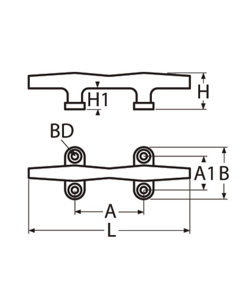 RVS stijl kikker met 4 schroefgaten - Lengte 100mm - RVS A4-AISI316