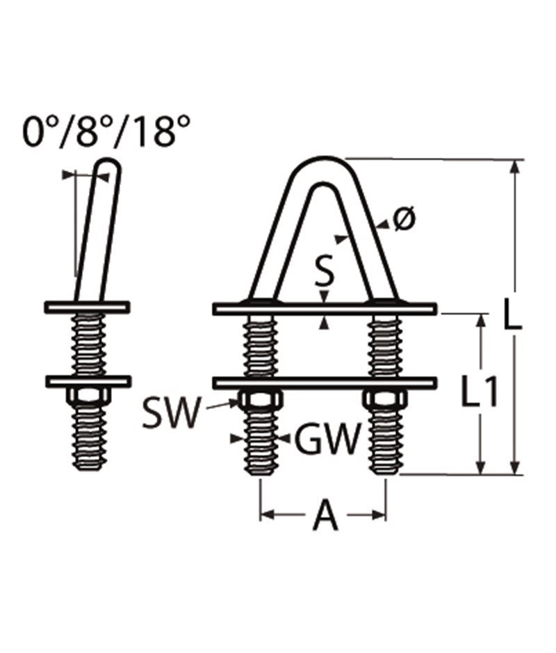 Marinetech Putting M10 18° met twee Contraplaten