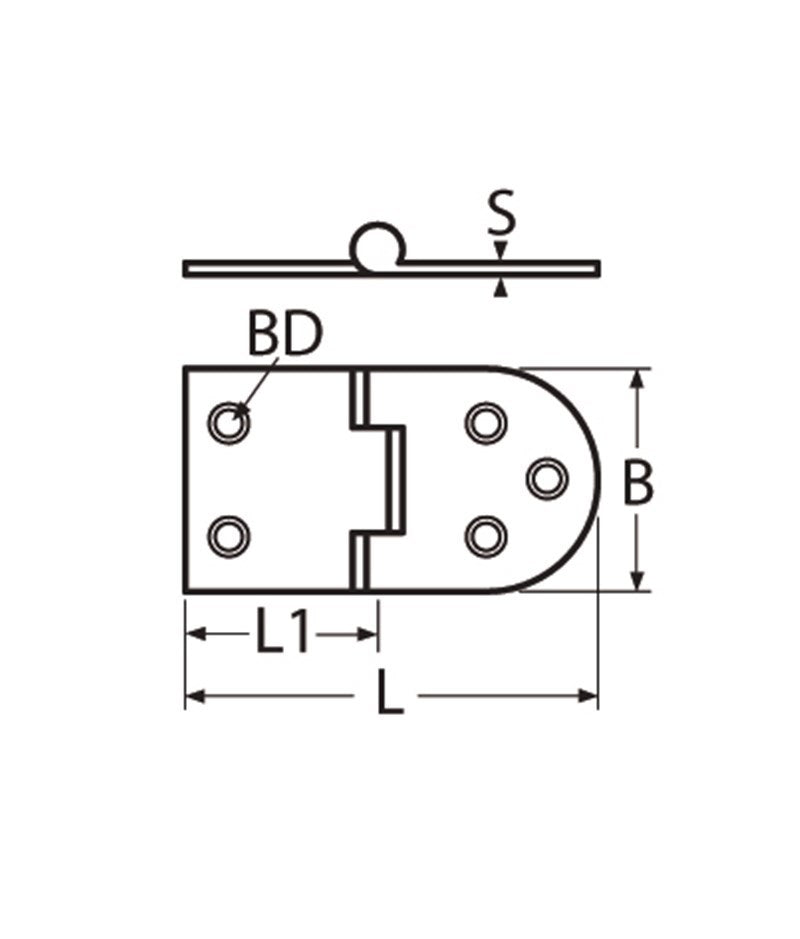 Marinetech Scharnier gegoten afmetingen l x b x dikte: 76x40x4mm