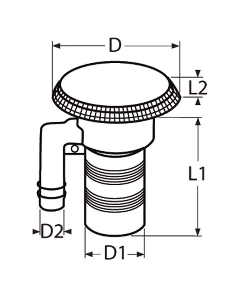 Marinetech Tankvuldop WASTE 1 1/2"met ontluchting