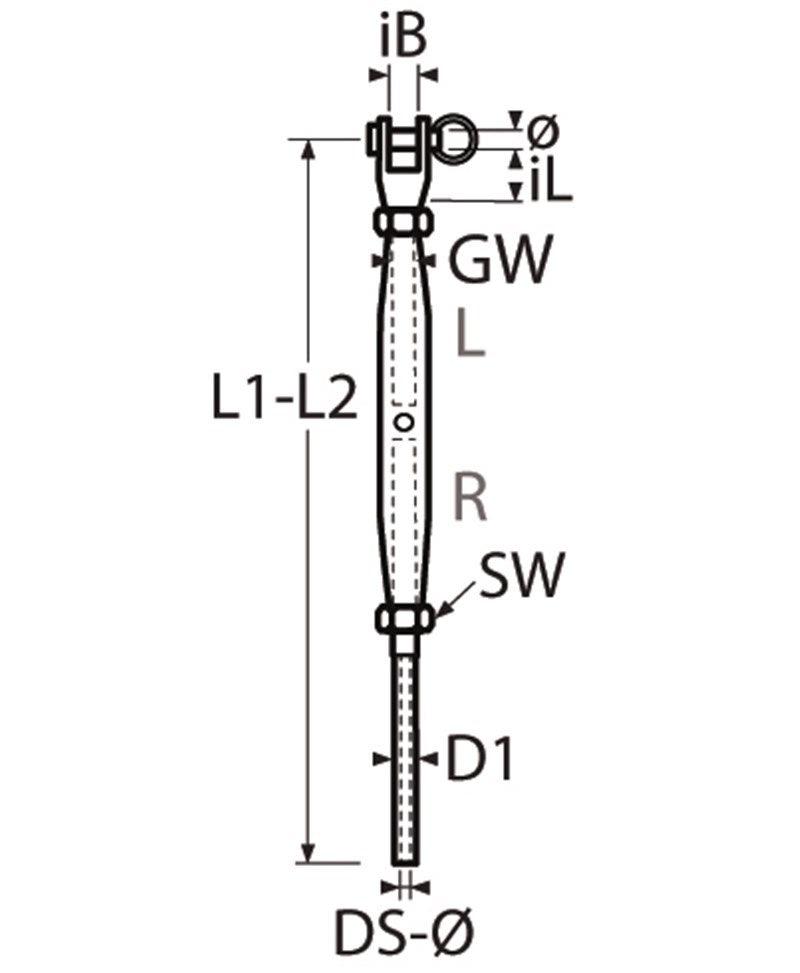 Wantspanner gaffel/draadterminal, M6/3mm