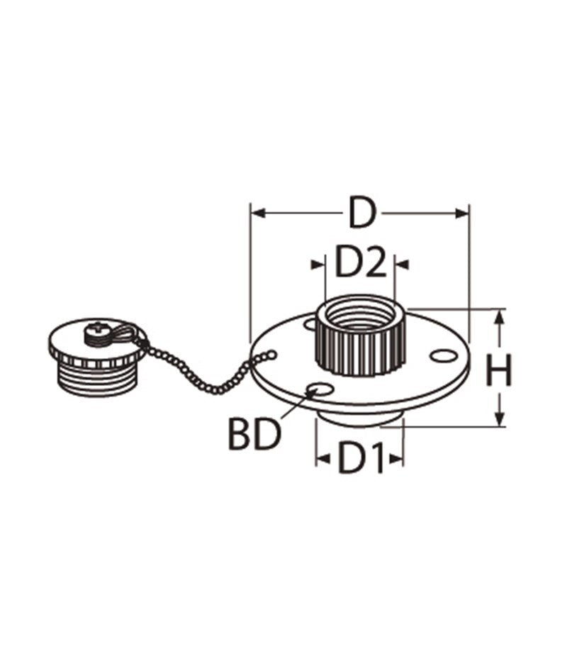 Marinetech Waterinlaat 70 mm RVS A4-316