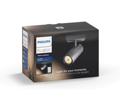 Philips Hue Buratto Opbouwspot - White Ambiance - GU10 - Aluminium - 5W - Bluetooth - incl. Dimmer Switch