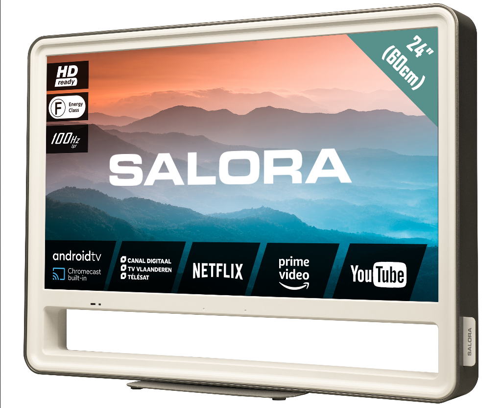 Salora CUBE24. Beeldschermdiagonaal: 61 cm (24"), Resolutie: 1366 x 768 Pixels, HD type: HD, Display technologie: LED, Beeldscherm vorm: Flat. Smart TV. Motion interpolation techno