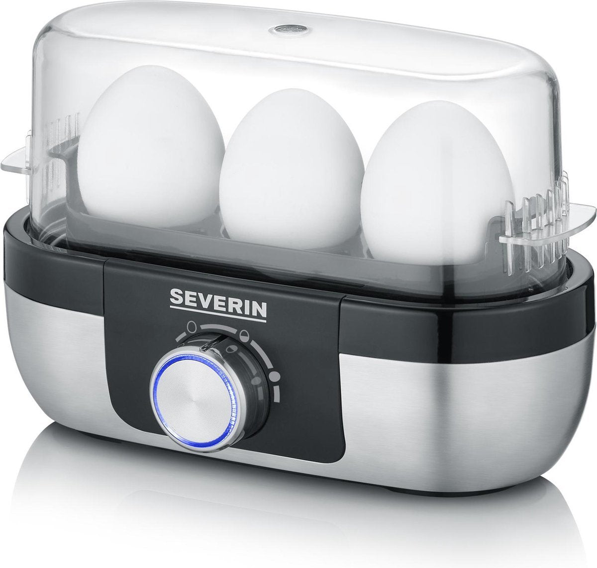 Severin EK 3163 Eierkoker BPA-vrij, Met maatbeker, Met eierprikker RVS, Zwart