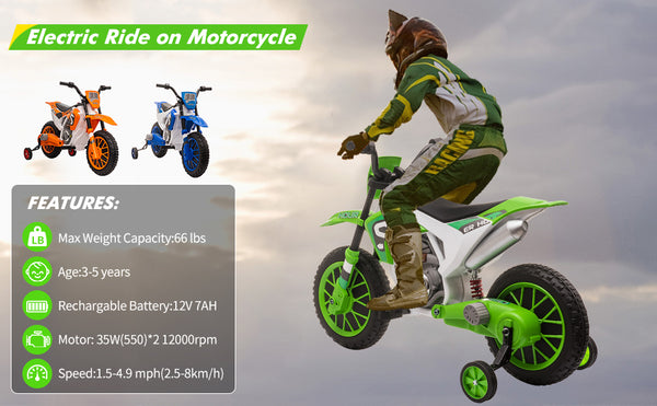 Super 12V Kids Motorcycle Electric Dirt Bike Battery Powered Ride On Motorcycle Toy for Toddler