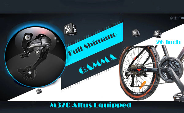 26 Gamma Black Red Conquer the road m370 shimano