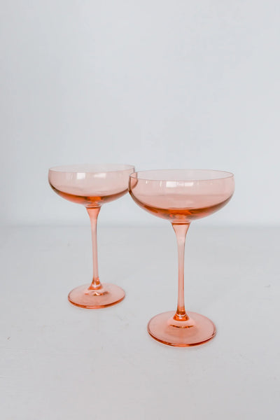 Estelle Colored Glass Blush Champagne Coupes Unique Valentine's Day Gifts