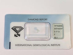 Diamant Brillant 0,17 Karat, feines Weiß (F), VSI, IGI Zertifikat, Las – Skielka  Designschmuck