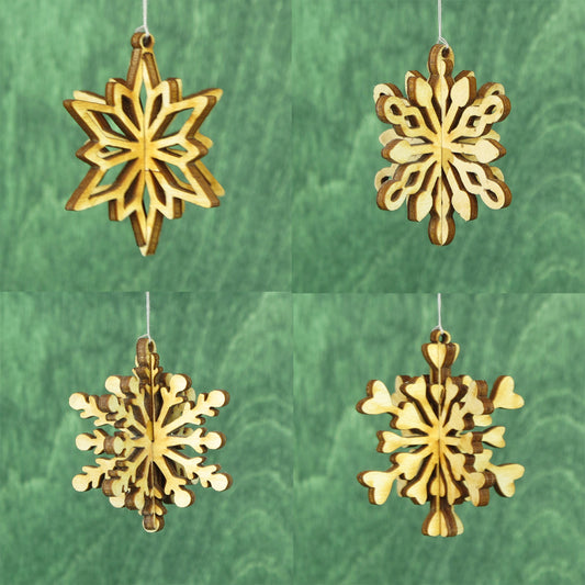 13” Wood Metal Snowflake Ornament - Small