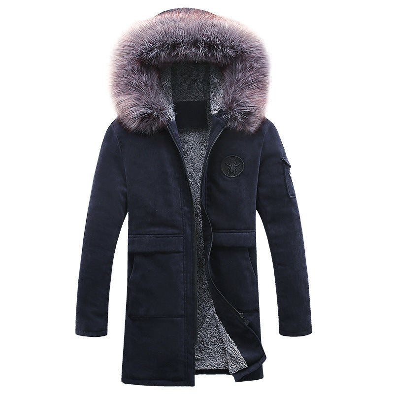 fur collar hooded coat