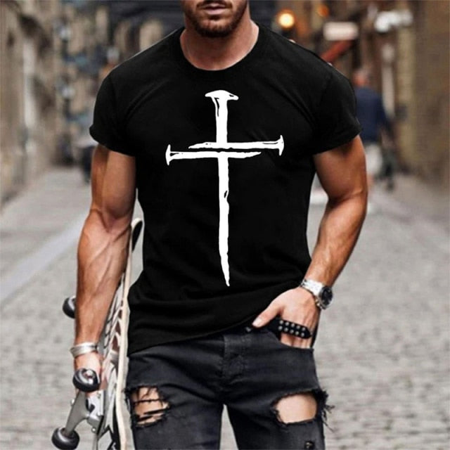 Jesus Iron Stakes Cross T-Shirt – Onassis Krown