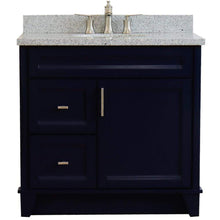 Load image into Gallery viewer, Bellaterra Home Vanity BellaTerra Home 37&quot; Single sink vanity in Blue finish with Gray granite and CENTER oval sink- RIGHT drawers 400700-37R-BU-GYOC