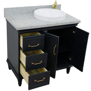 Bellaterra Home Vanity BellaTerra Home 37" Single vanity in Dark Gray finish with Gray granite and round sink- Right door/Right sink 400800-37R-DG-GYRDR