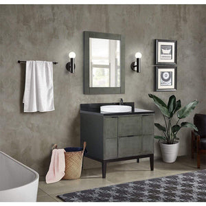Bellaterra Home Vanity BellaTerra Home 37" Single vanity in Linen Gray finish with Black Galaxy top top and Round Sink 400501-LY-BGRD