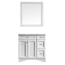 Load image into Gallery viewer, Vinnova Vanity Vinnova Naples 36&quot; Vanity in White with Carrara White Marble Countertop With Mirror