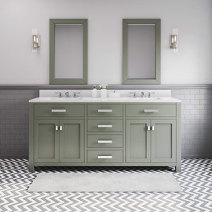 Water Creation Vanity Water Creation MS72CW01GN-000000000 Madison 72 Inch Double Sink Carrara White Marble Countertop Vanity in Glacial Green