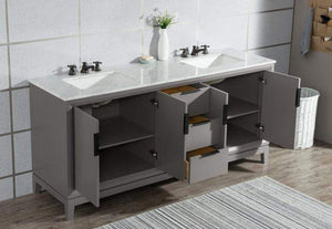 Water Creation Vanity Water Creation VEL072CWCG00 Elizabeth 72 Inch Double Sink Carrara White Marble Vanity In Cashmere Grey