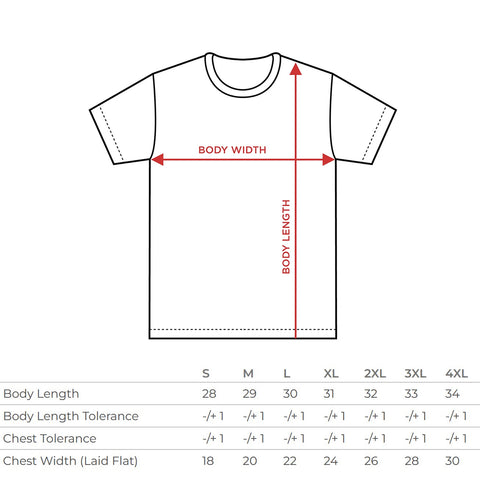 tee shirt size chart