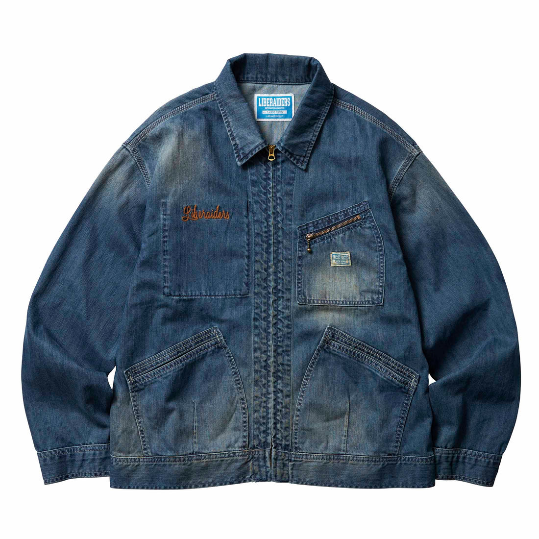 LIBERAIDERS - ZIP FRONT DENIM JACKET - INDIGO