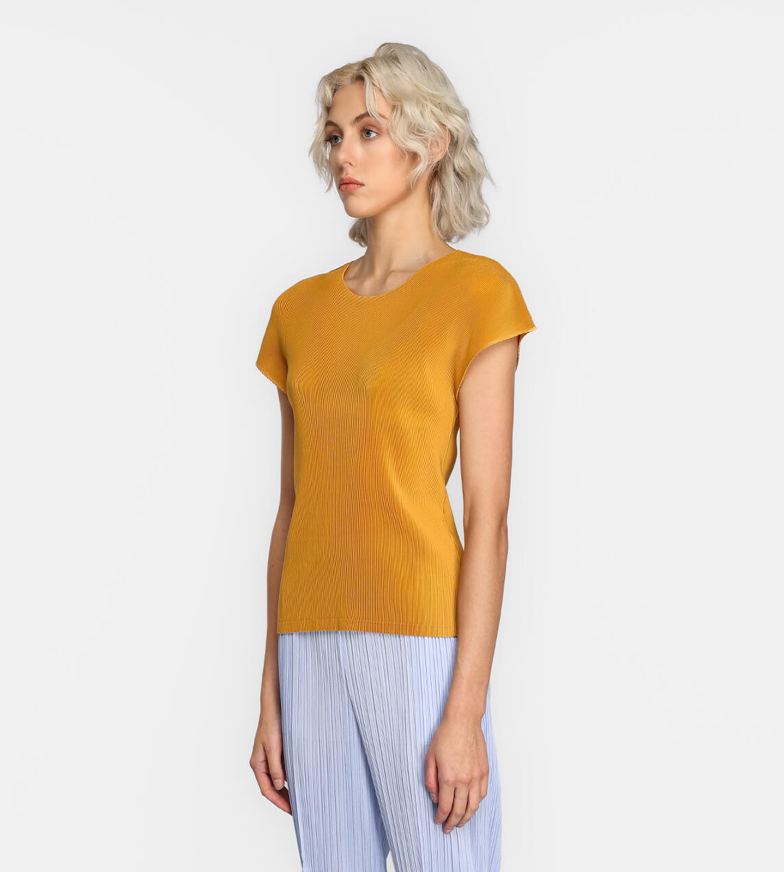 Pleats Please Issey Miyake - Mist Pleat Short Sleeve Top Ocher