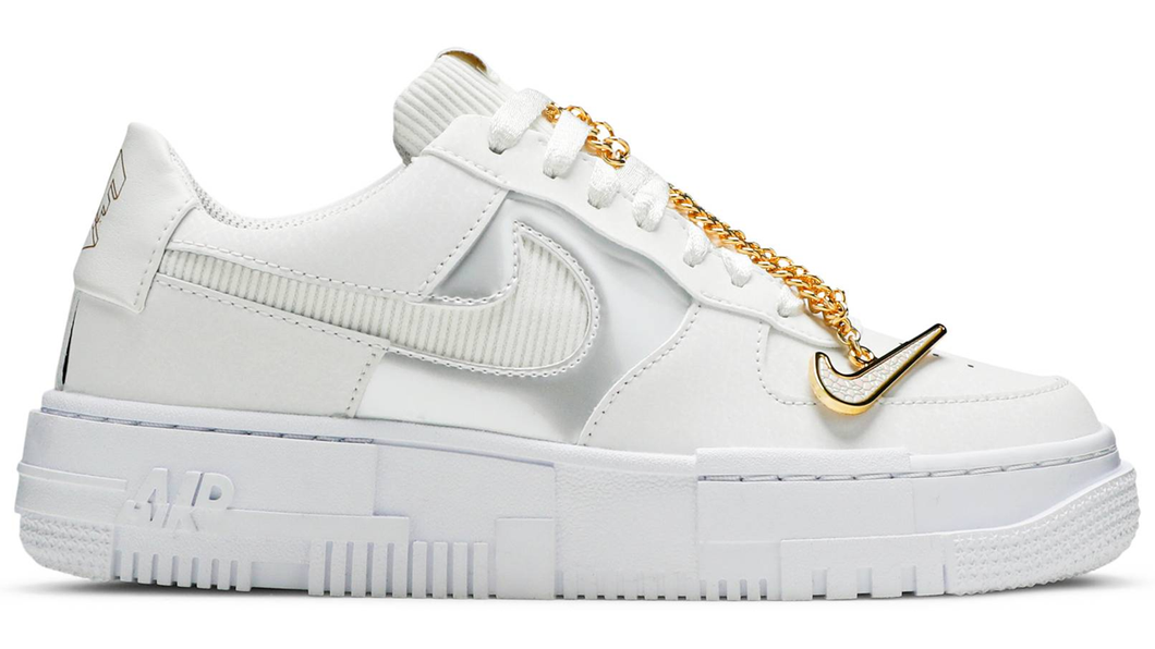 womens air force 1 pixel white gold chain