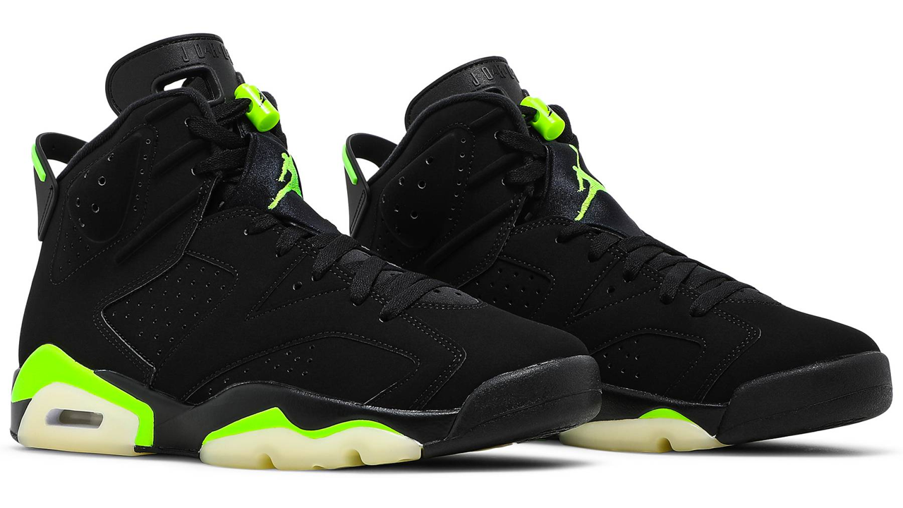 black and neon green jordan 6