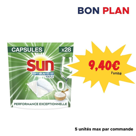 SUN Capsules lave-vaisselle optimum tout en 1 30 capsules pas cher