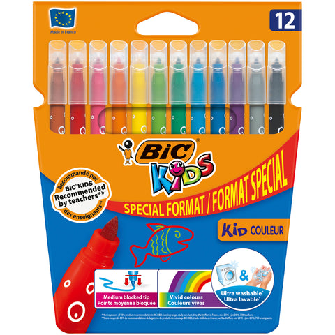 BIC Blister de 6 Feutres effaçable A SEC Kids MINI VELLEDA Pte Ogive Moy.  Assorti fantaisie - Tout Le Scolaire