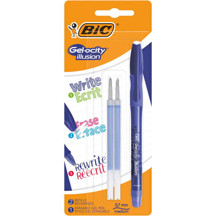 Pack 1 stylo CLIKER + 3 sets 3 recharges + 1 gomme PILOT FRIXION 07 BLEU