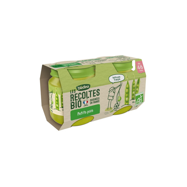 Blédina Les Récoltes Bio Petits Pois 4 6 mois 2x130g