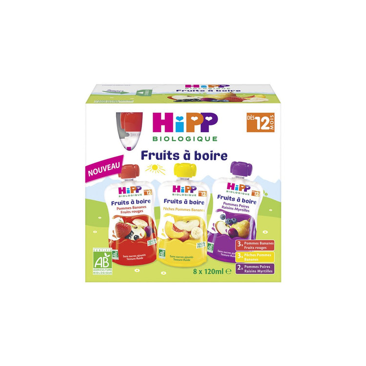 Gourdes dessert Delices de lait dès 6 mois Hipp biologique x8 - 90 g