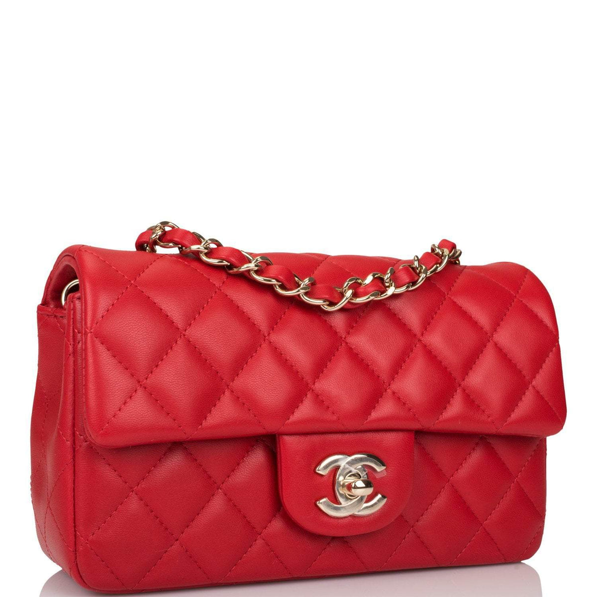 chanel red rectangular mini