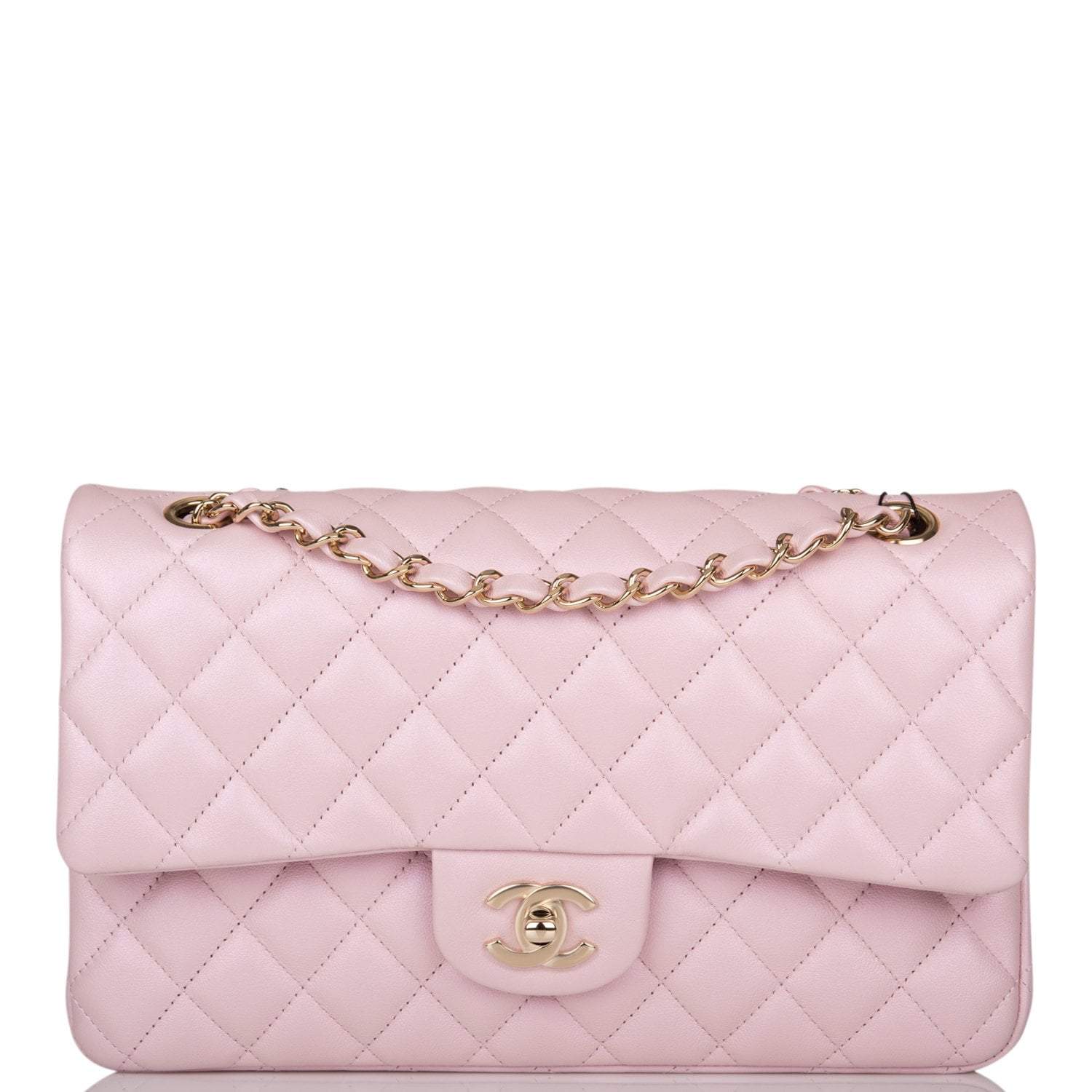 chanel iridescent pink classic flap